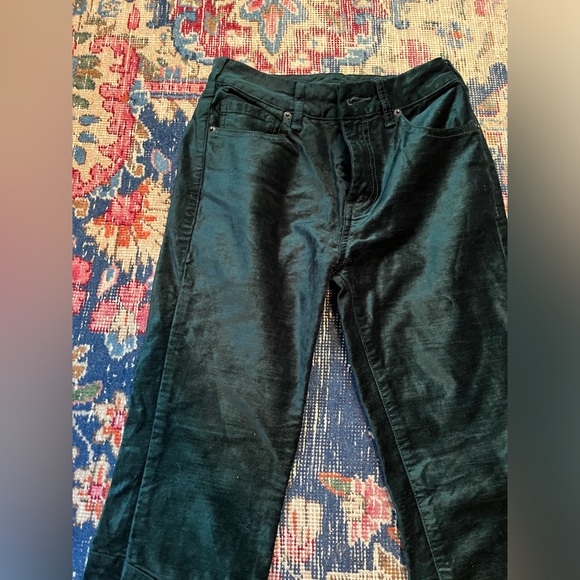 Free People Velvet Emerald Green Pants - size 24/25 - Picture 4 of 5